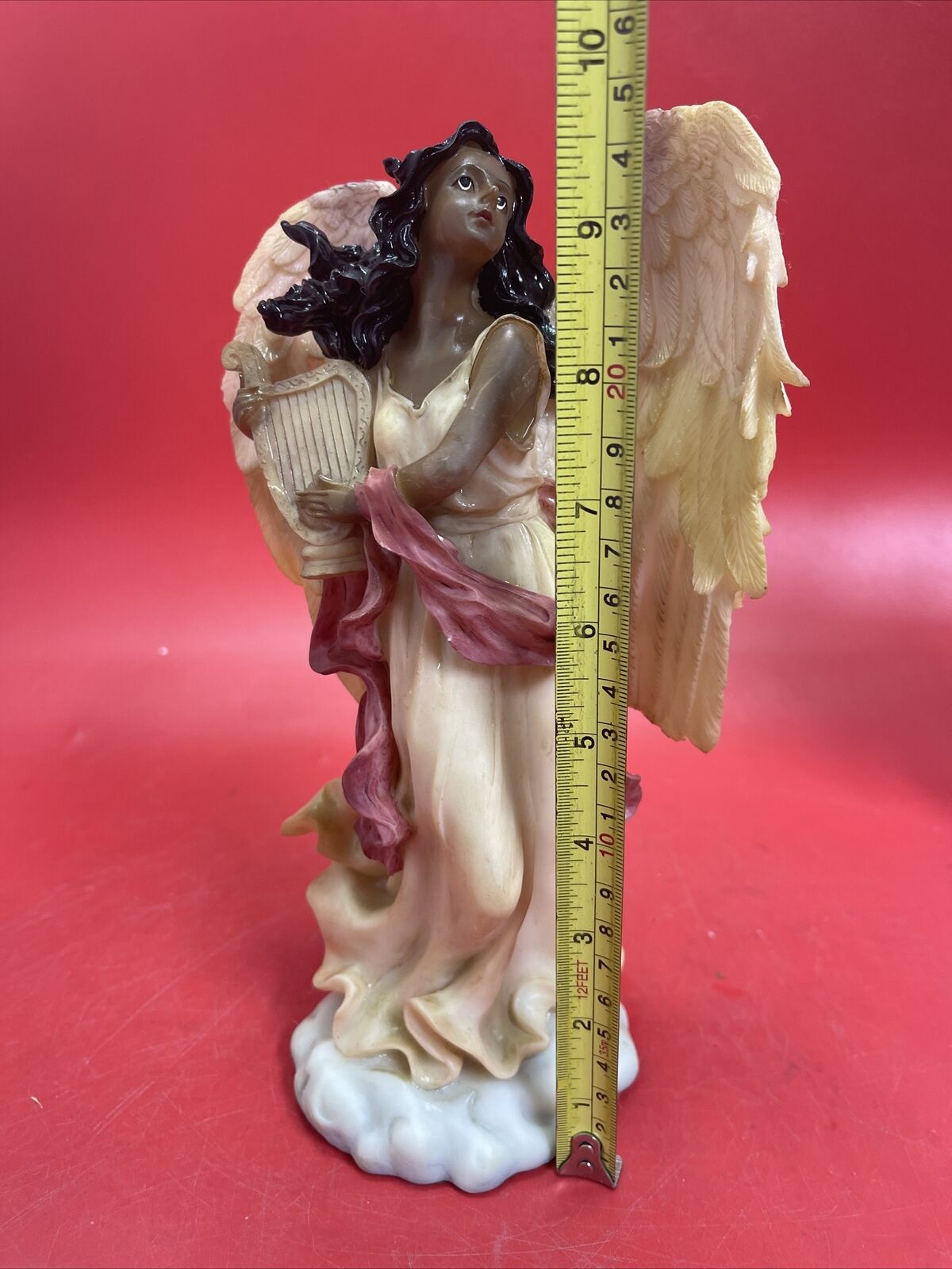 African American Woman Angel Black Musician Angel Figurine - 10”