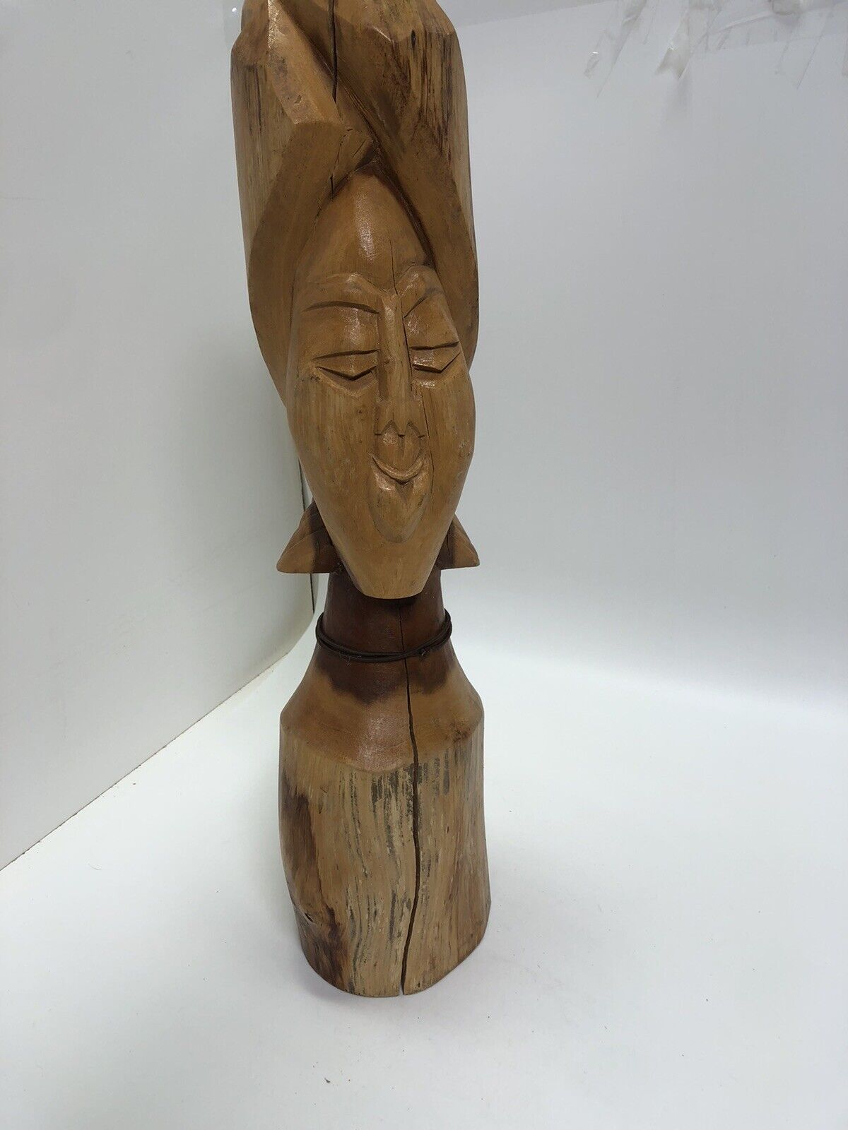 Vintage Folk Art Hand Carved Wood Woman Ethnic