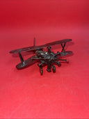 VTG 3 Spark Plug Biplane Metal Folk Art Airplane 