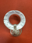 Vintage 1931 Lullaby Sterling Silver Mother of Pearl Teething Rattle Bell