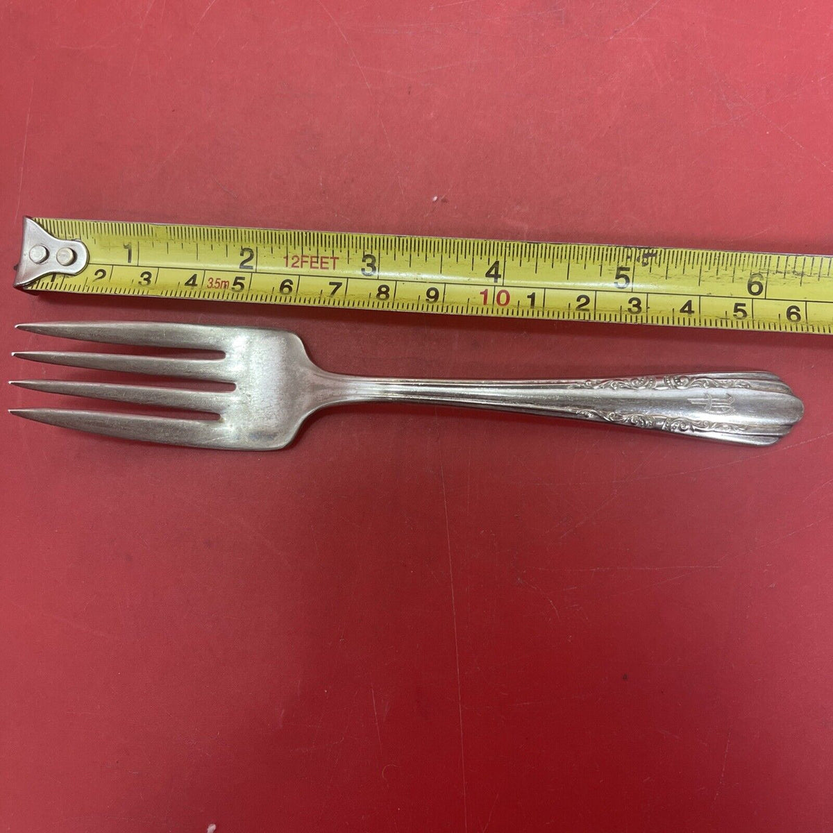 Marathon Silver Plate Serving Meat Fork, Thalia Pattern - "P" Monogram Lot 6