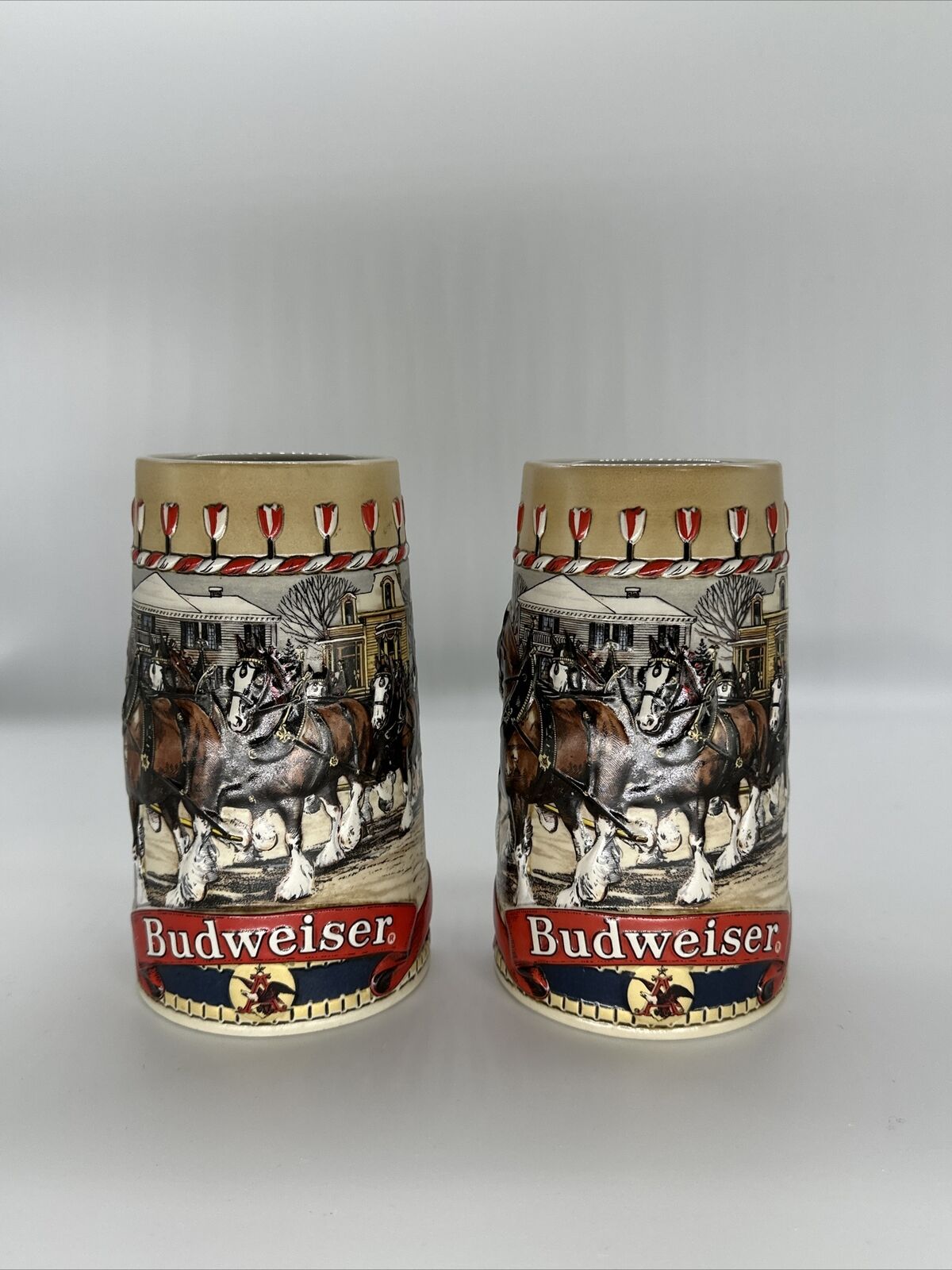 Vintage Budweiser Clydesdale Beer Stein Mug/Set Of 2