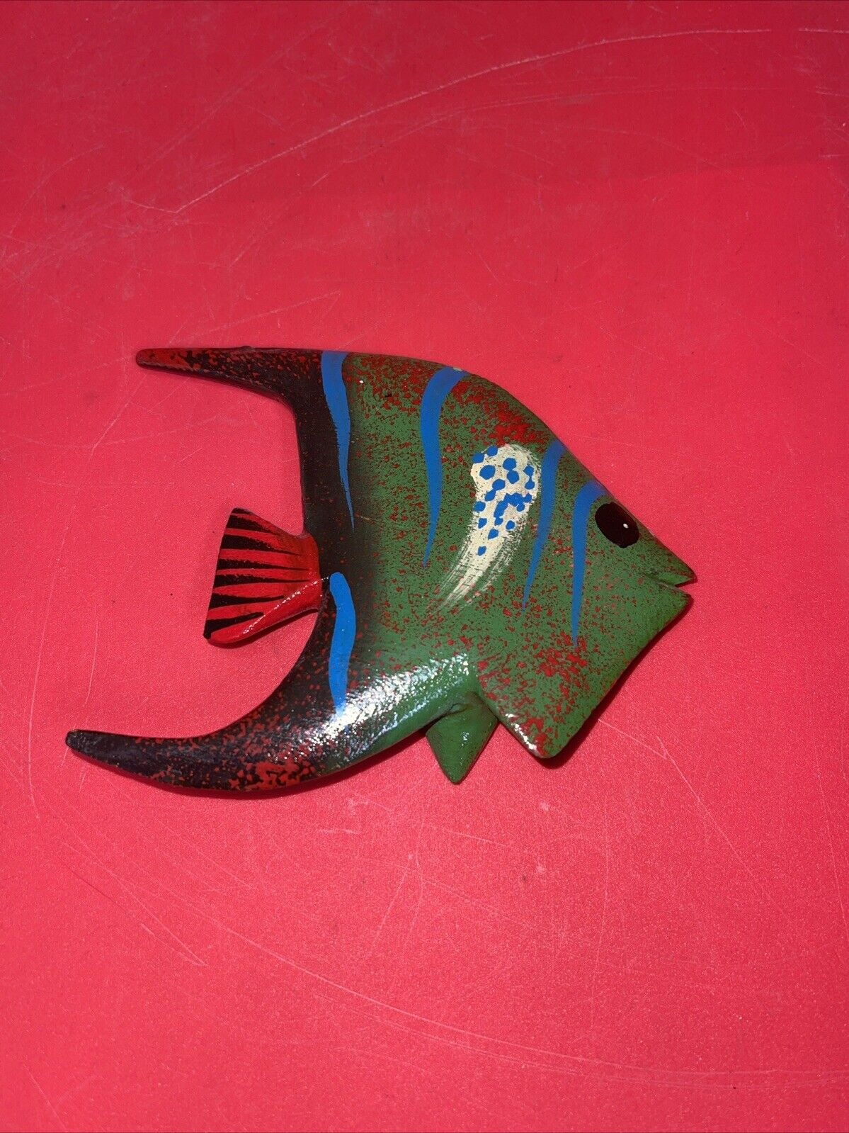Vintage hand painted wood carved tropical fish Lot 4
