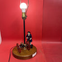 Revolutionary War Cast Iron Model Cannon & Soldier Table Lamp Wooden Base 23"