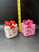 Vintage Ceramic Jewelry Box Theme Love Kiss/ Lot Of 2