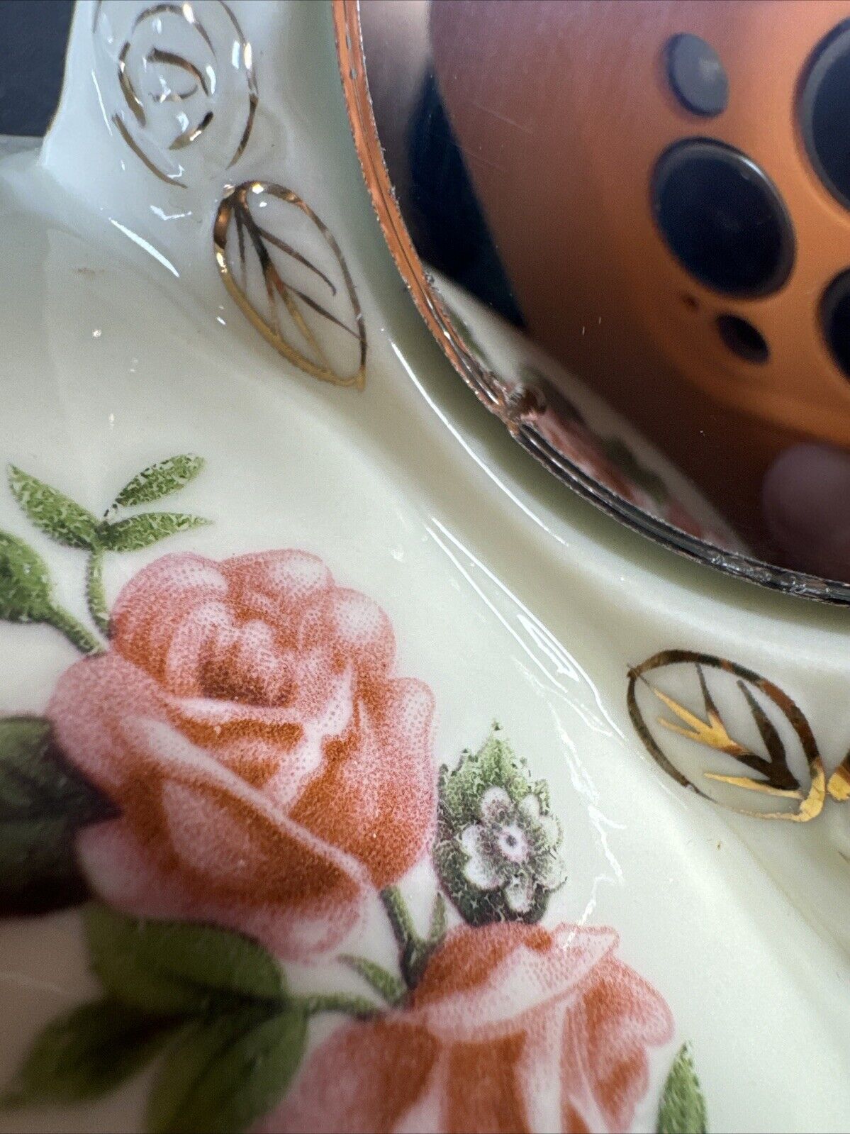 Dresser Jewelry Trinket Vanity Set 2- Mirrors Lidded Footed Floral Porcelain