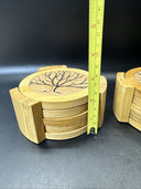MODERN BAMBOO CORK TREE DESIGN SET OF 8 TABLE COASTERS