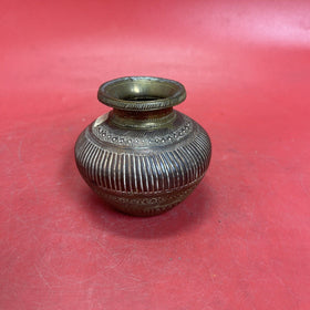 Vintage Brass & Copper Solid Engraved Unique Shape Holy Water Pot