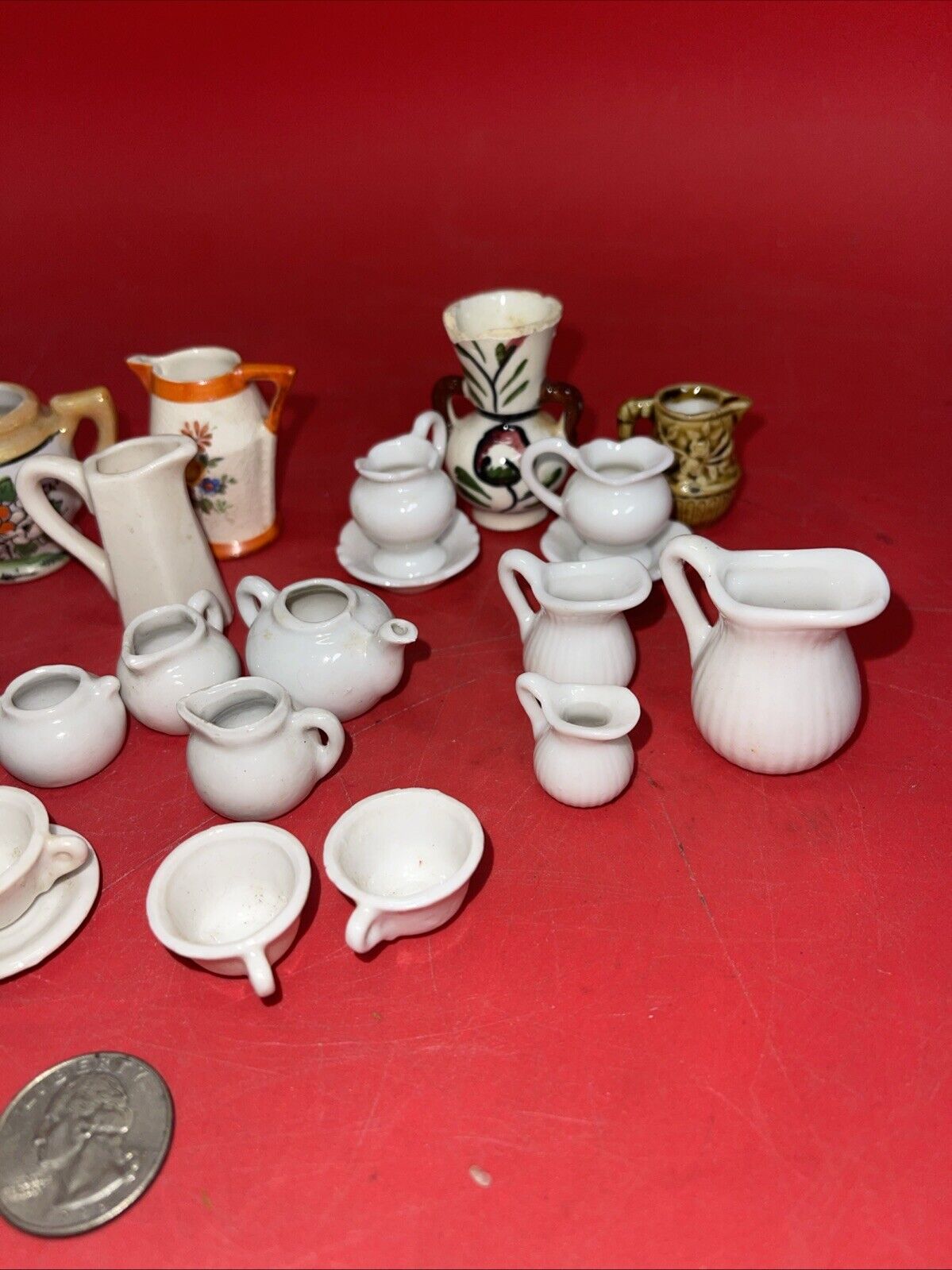 Lot Of Miniature Ceramic Plates, Teapots, Cups