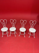 Vintage Set Mini 4 Doll Chairs with Backrest and Table. Hand Made by Phil Wilson