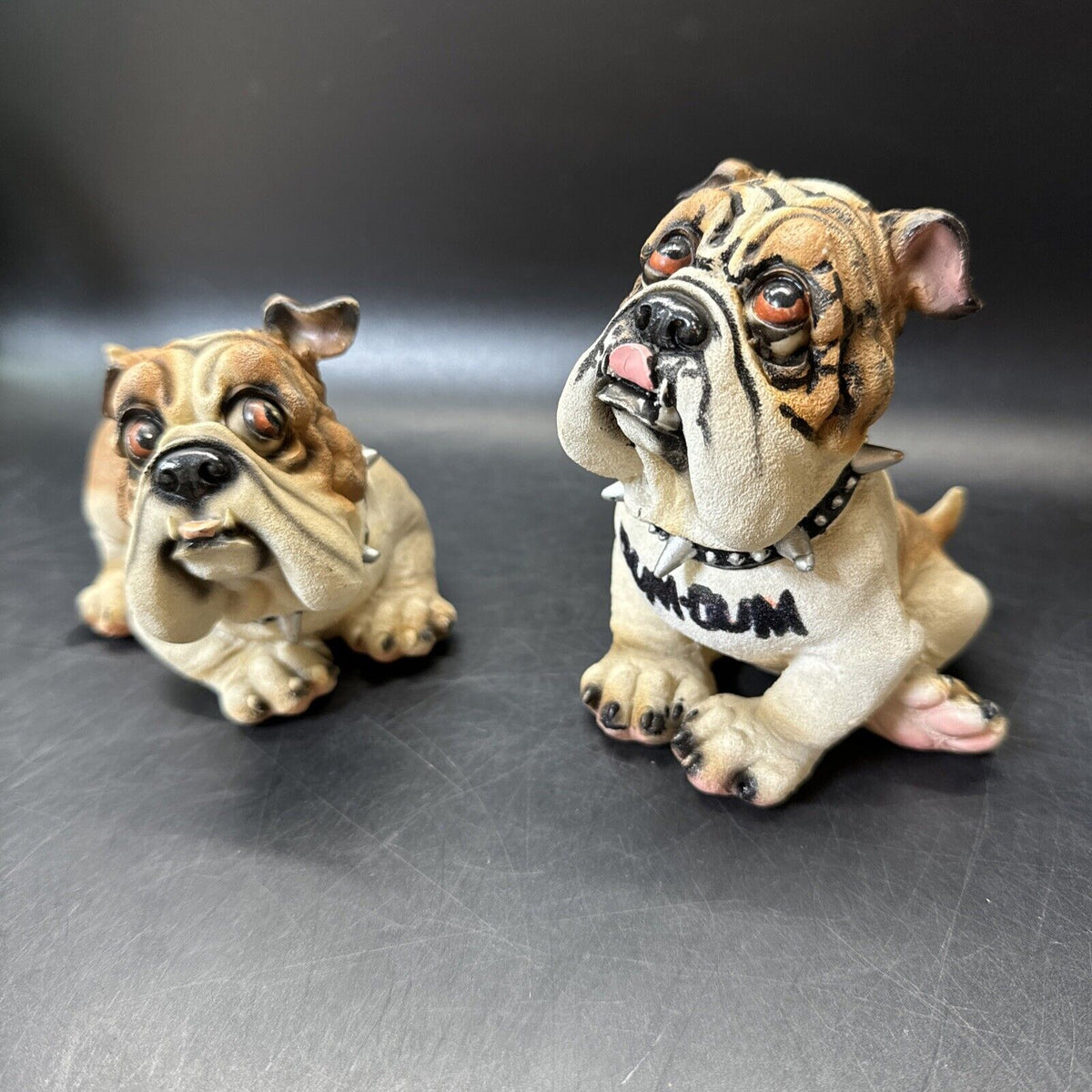 Bulldog Figurine with Spike Collar 4.5"/ Set Of 2