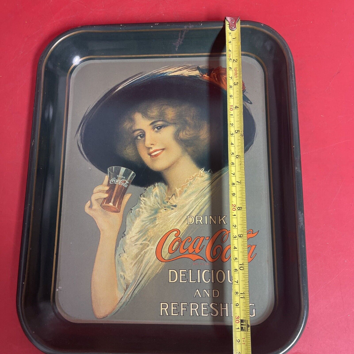 Vintage Coca Cola Metal Tin Serving Tray 1912 Hamilton King Girl Reproduction