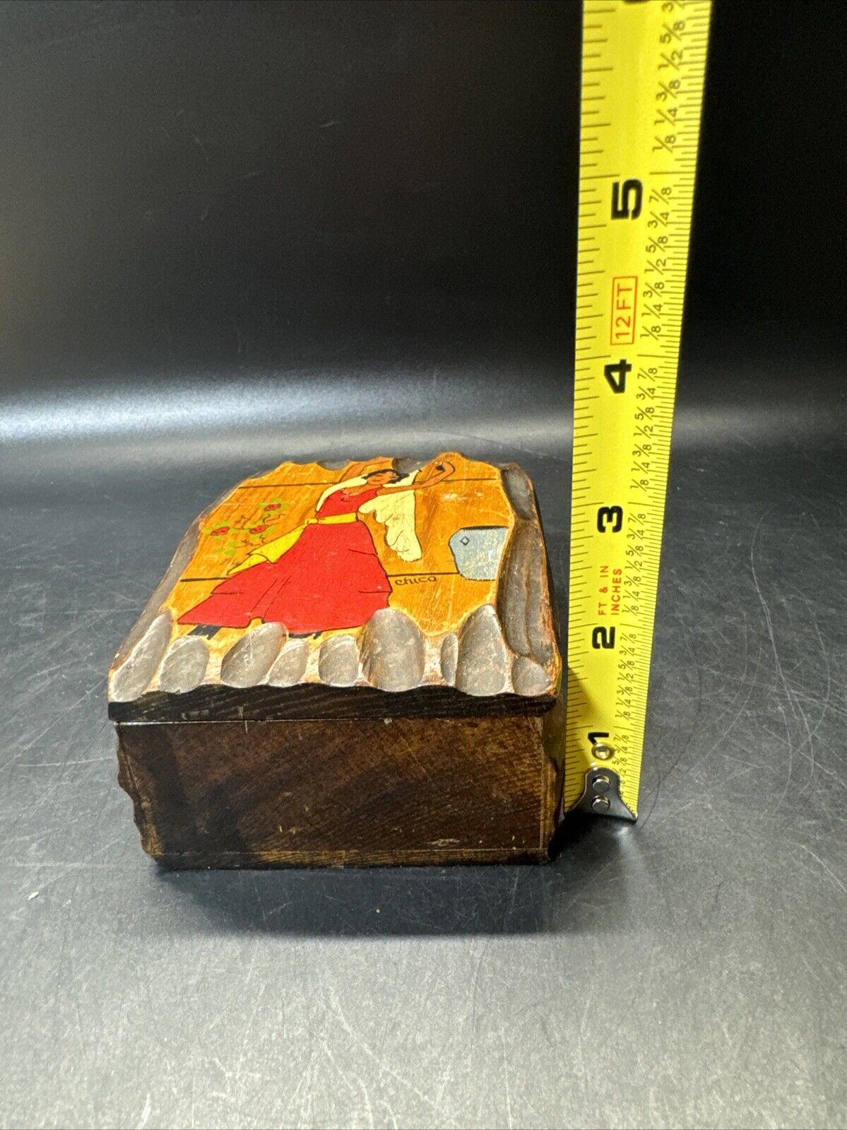 Vintage Wooden Hand Painted Trinket Box