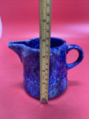 Blue and White Stoneware Sponge ware Milk Pitcher & Sugar in Cobalt Blue