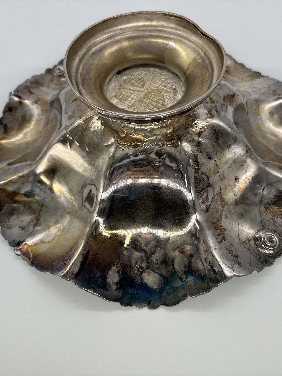 Silverplate Footed Bowl Scalloped Serving Dish