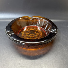 Vintage Round Amber Colored Glass Ashtray