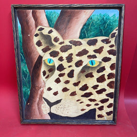 Vintage Painting Tiger Haiti Jungle