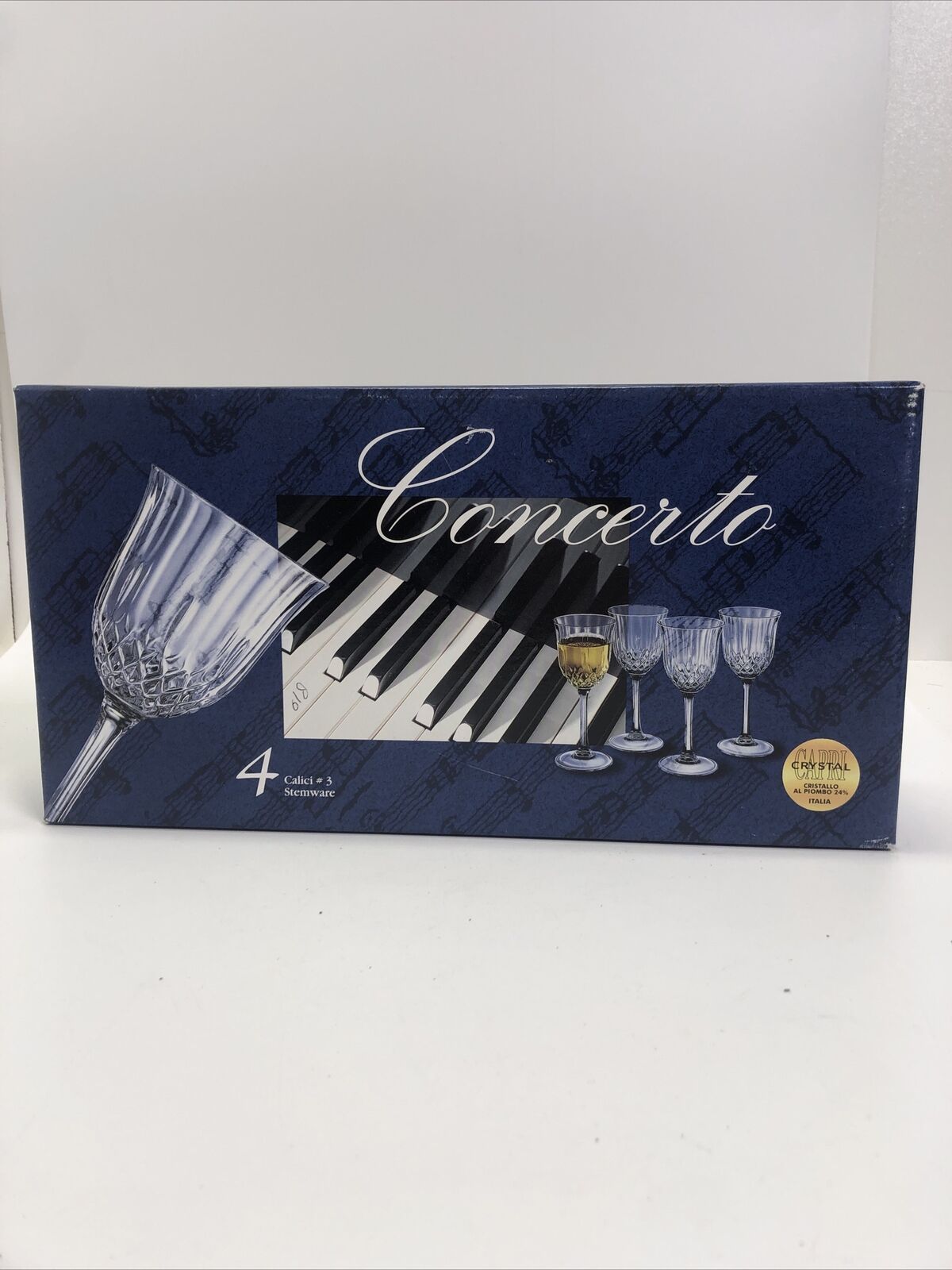 Concerto Bicchieri Capri Crystal 4 Wine Glassesz New Open Box B2