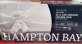 HAMPTON BAY Rockport 52 in. Indoor LED Matte White Ceiling Fan With Light Kit