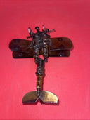 VTG 3 Spark Plug Biplane Metal Folk Art Airplane 