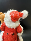 Vintage Santa Claus With Teddy 7.5” Tall