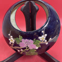 Japanese vase in the shape of a crescent, vintage embossed flowers