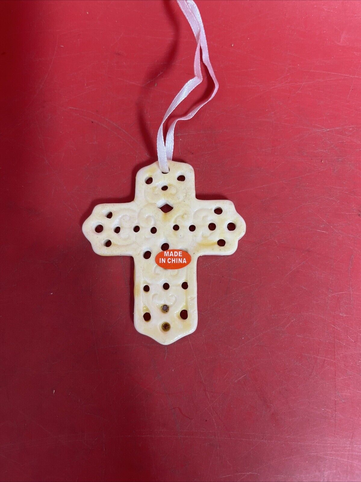 Vintage  Porcelain Cross Christmas Ornament Lot 12