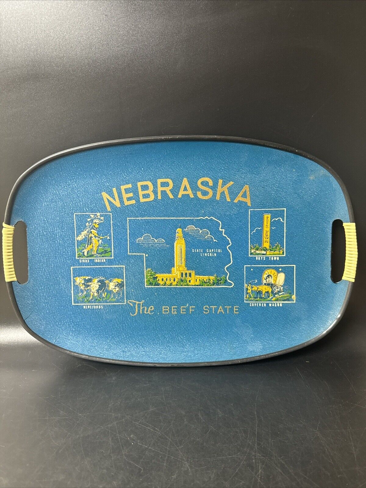 Vintage Nebraska Plastic Serving Tray 11.5x17.5