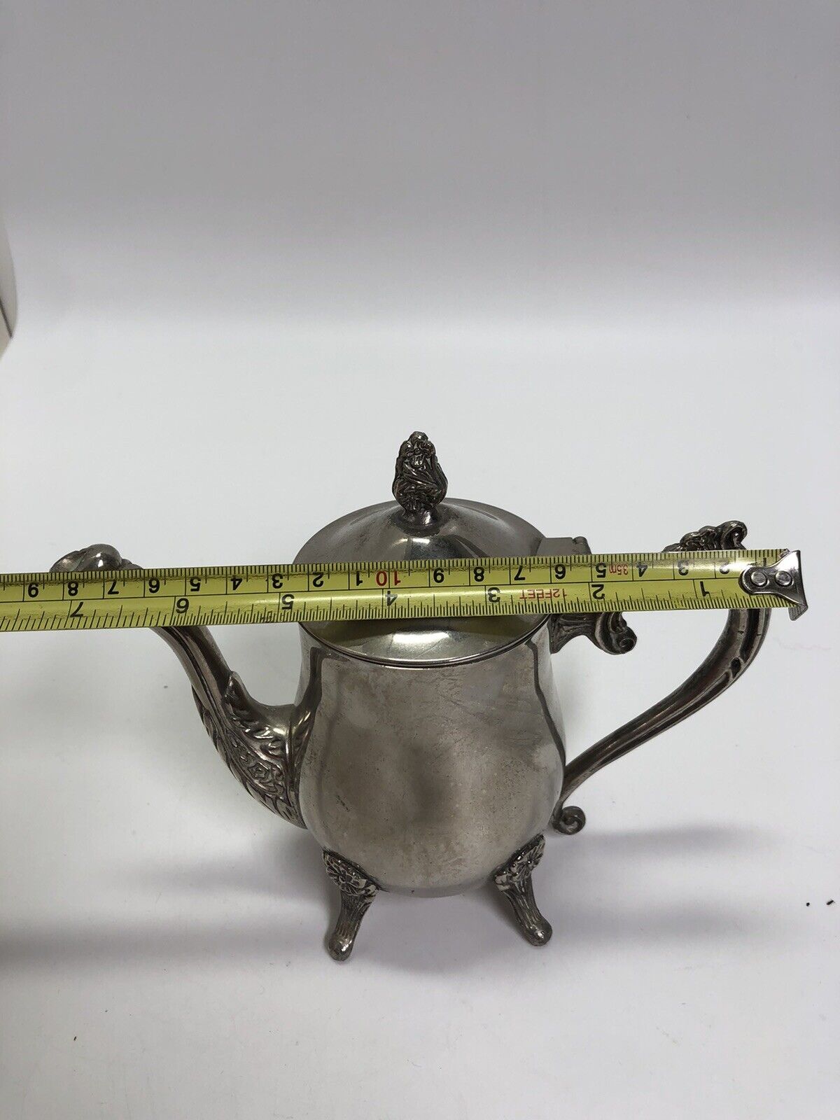 Antique Silverplate Coffee/Tea Pot Footed Hinged Lid - Pretty