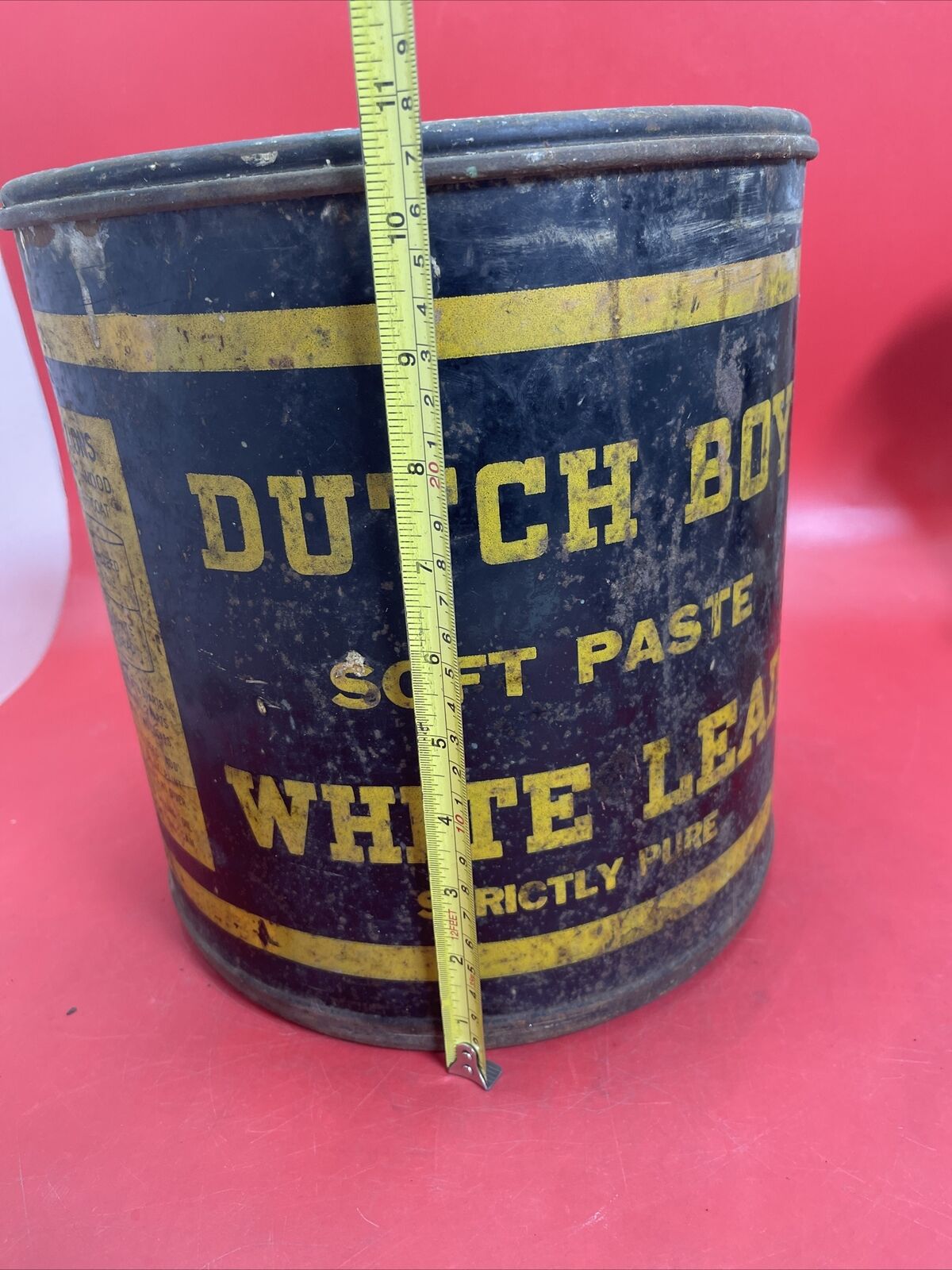 RARE Vintage Circa 1940s Dutch Boy White Lead Soft Paste Lidded Pail 100LB