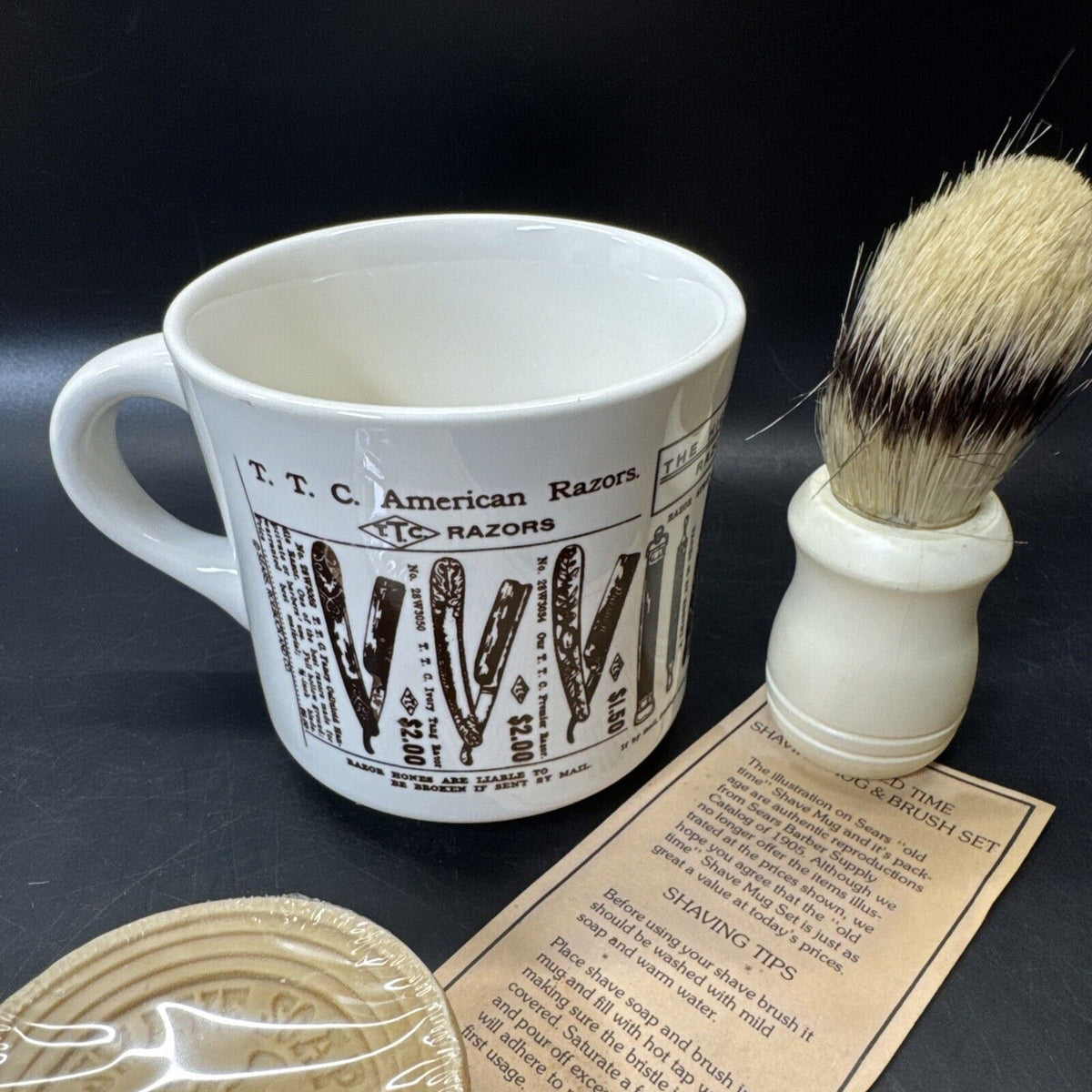 Vintage Sears Roebuck & Co Shave Mug Shaving Cup WITH BRUSH And Shave Soap