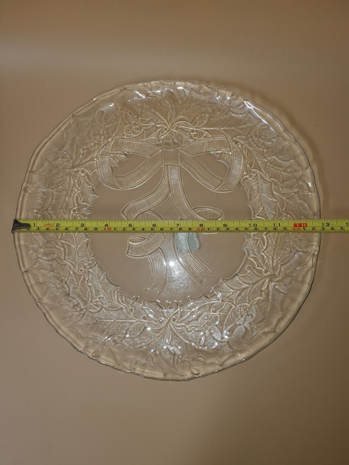 Arcoroc Glass Platter Happy Holiday Christmas 13"