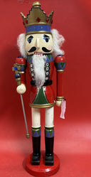 "BEDAZZLED 20" WOODEN NUTCRACKER SOLDIER w/ CROWN", holding Staff