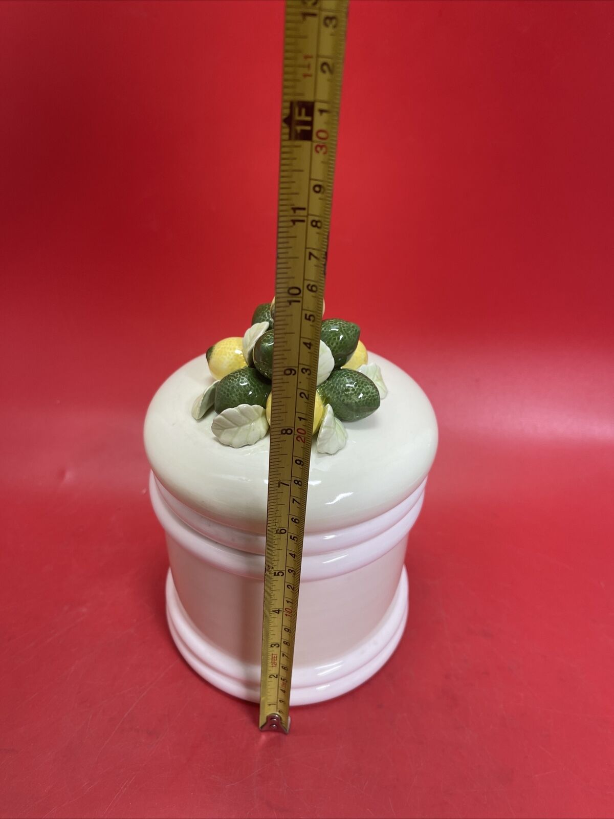 Vintage Japanese Capodimonte Cookie Jar with Lemon on Lid, Set of 4