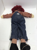 RAGGEDY ANDY WEIGHTED CLOTH DOLL BLUE PLAID PRIMITIVE STYLE