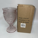 Weddingstar Vintage Inspired Pressed Glass Goblet, Clear-Pink  10oz Lot 4