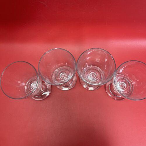 Vintage Etched Clear Glass Footed Tumblers Stemware Set 4