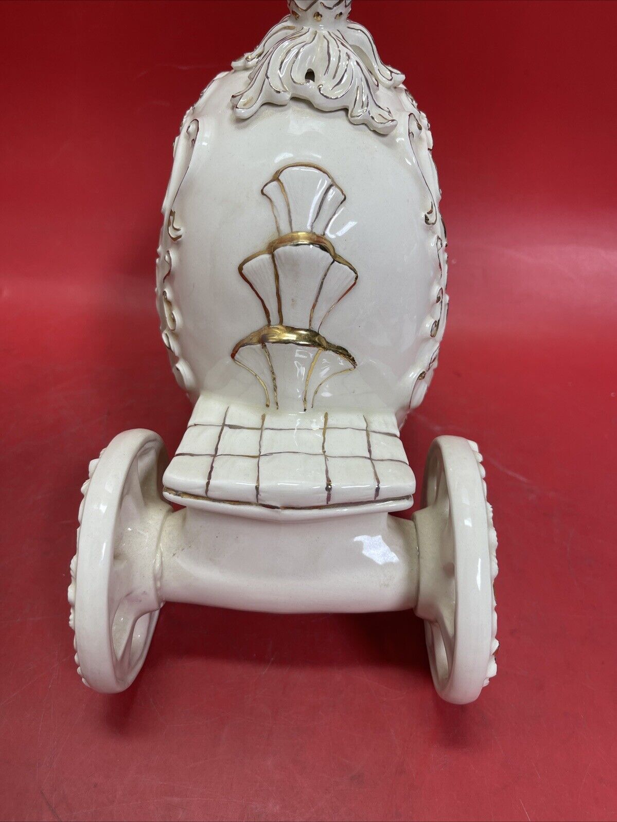 Beautiful porcelain carriage with horses, Cinderella and Prince.