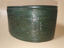 Vintage Leather Over Wood Oval Box 5.25"×3.5"