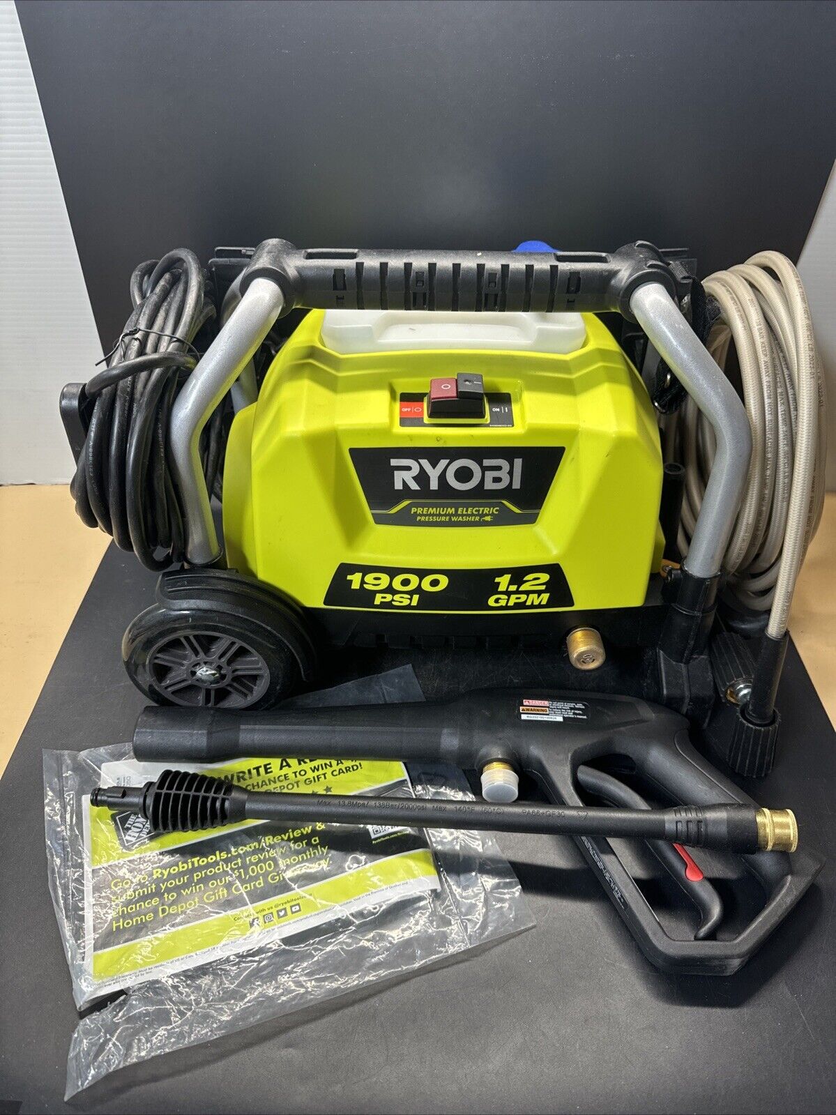 Ryobi 1900 PSI Electric Pressure Washer 1.2 GPM Model RY1419MT