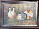 Original Native American Southwest Pottery Canvas Oil Painting Signed Santana