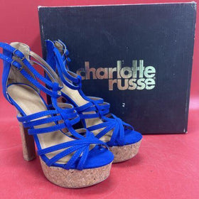 Charlotte Russe Lorde-12 Women's 5" Heels Pump Size 7 Zip Up Buckle Cobalt Blue