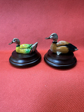 Pair Of Metal Ducks Mounted On Base Colorful Home Decor Camp Decor