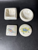 Vintage  Ceramic Flower Design Jewelry Trinket Box/Made in Taiwan, Lot Of 2