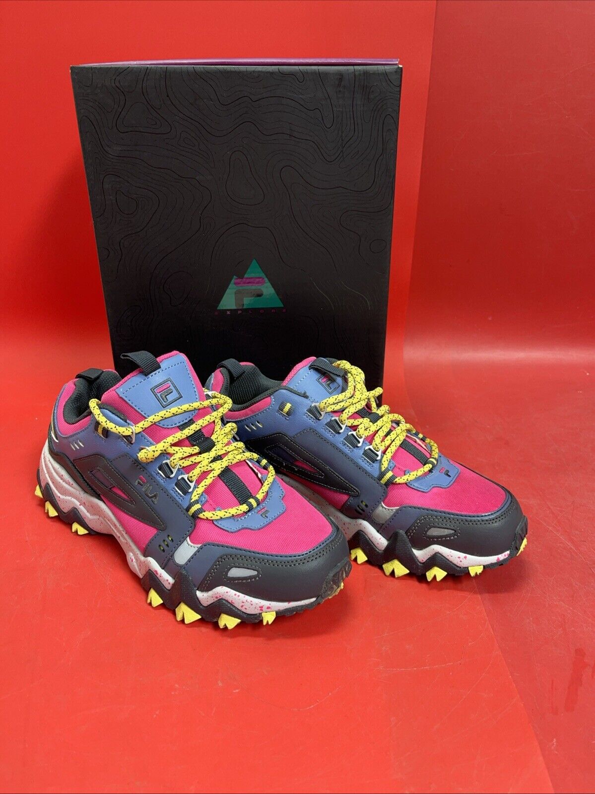 FILA Oakmont TR Womens Sneakers Pink Glo/Monument/Blue Lemonade 5JM01249-670 10