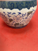 Vintage Pink And Blue Asian Chinoiserie Floral Planter Vase. 4.5” Tall 6” Wide