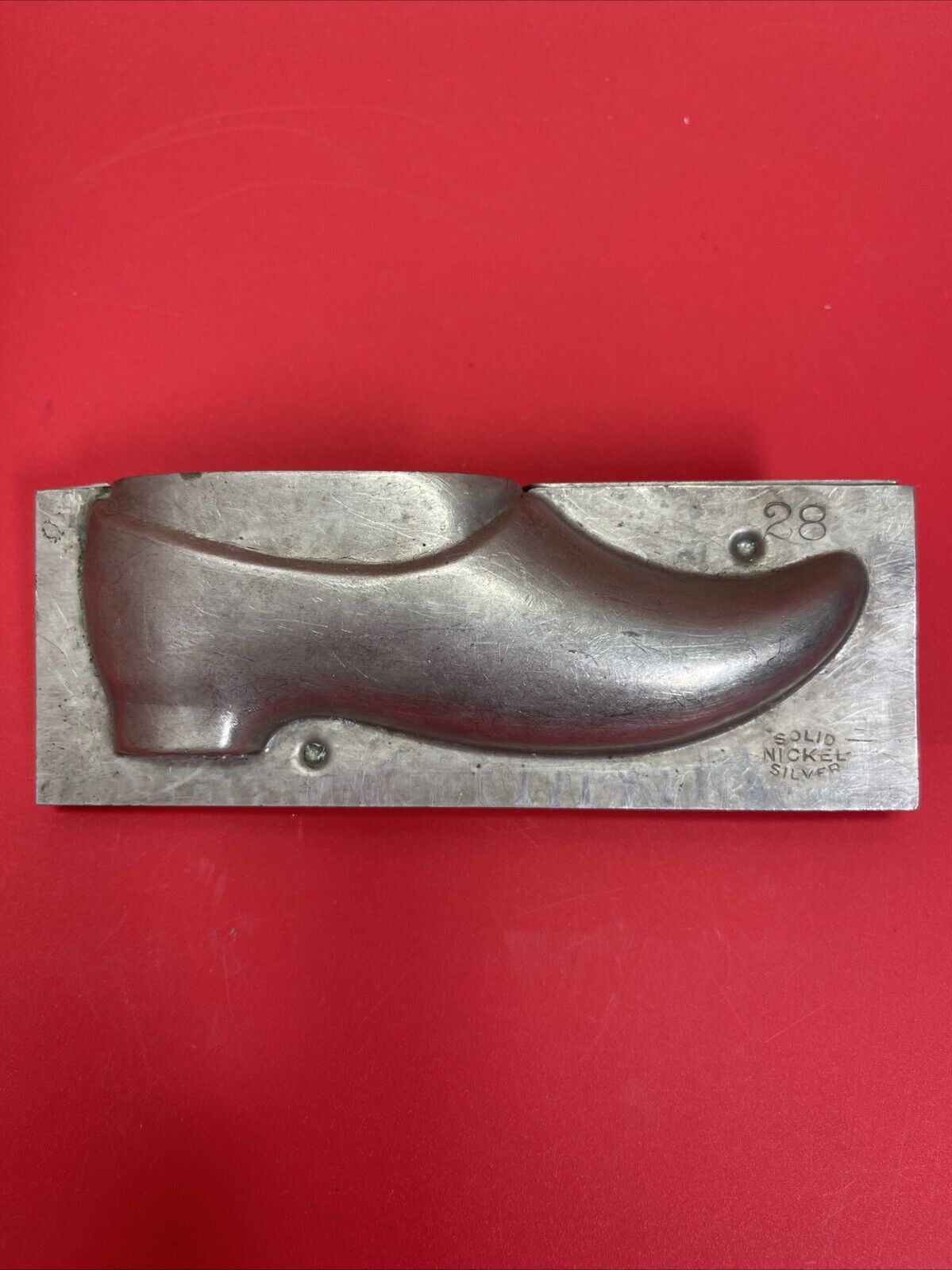 B-M Chocolate Solid Nickel Silver Dutch Shoe #28 Candy Mold Vintage