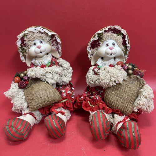 2 - House of Lloyd Christmas Bunny Rabbit Lop Eared Porcelain Face Rag Flossie