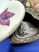 Vintage Heart Shaped Marble Stone Trinket Boxes/ Lot Of 2