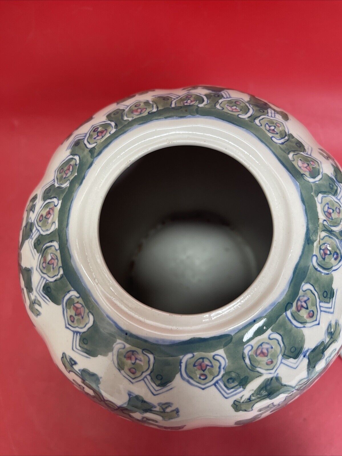 Vintage Chinese Pink Lotus Vase, Ginger Jar with Lid Urn